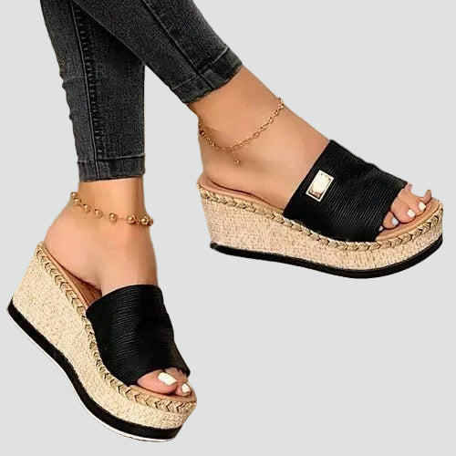 Eliana | Women's Slip-On Platform Wedge Round Toe Slides
