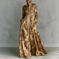 Eliette | Women’s Collared Long Sleeve Button Front Flowy Maxi Dress