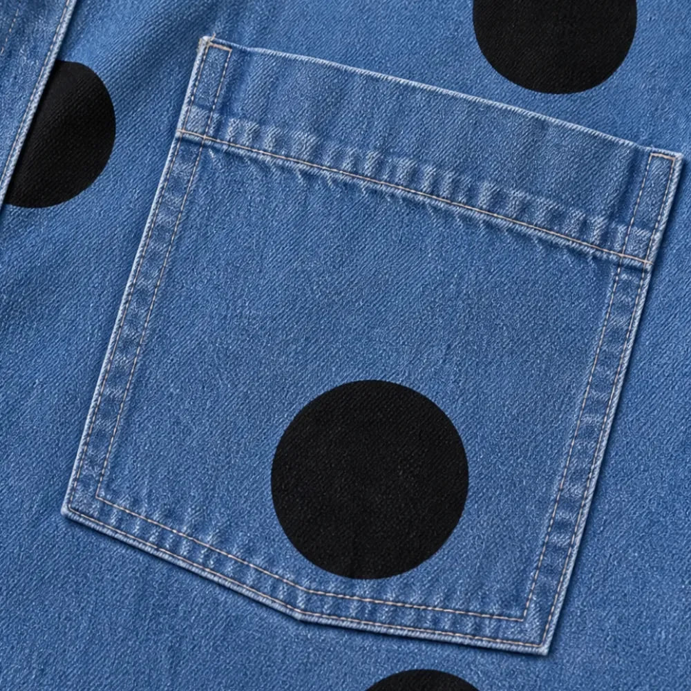 Elin | Women’s Polka Dot Long Sleeve Button Front Denim Shirt