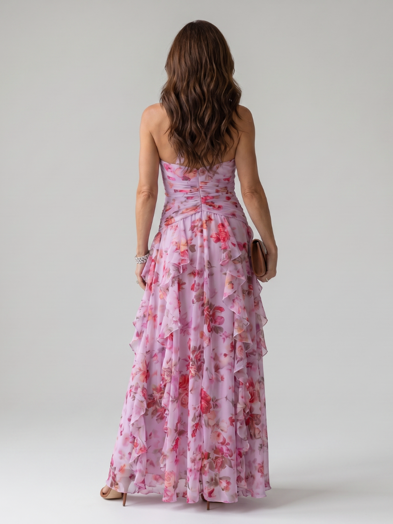 Eliza | Women's Floral Halter Neck Ruffle Tiered Maxi Dress