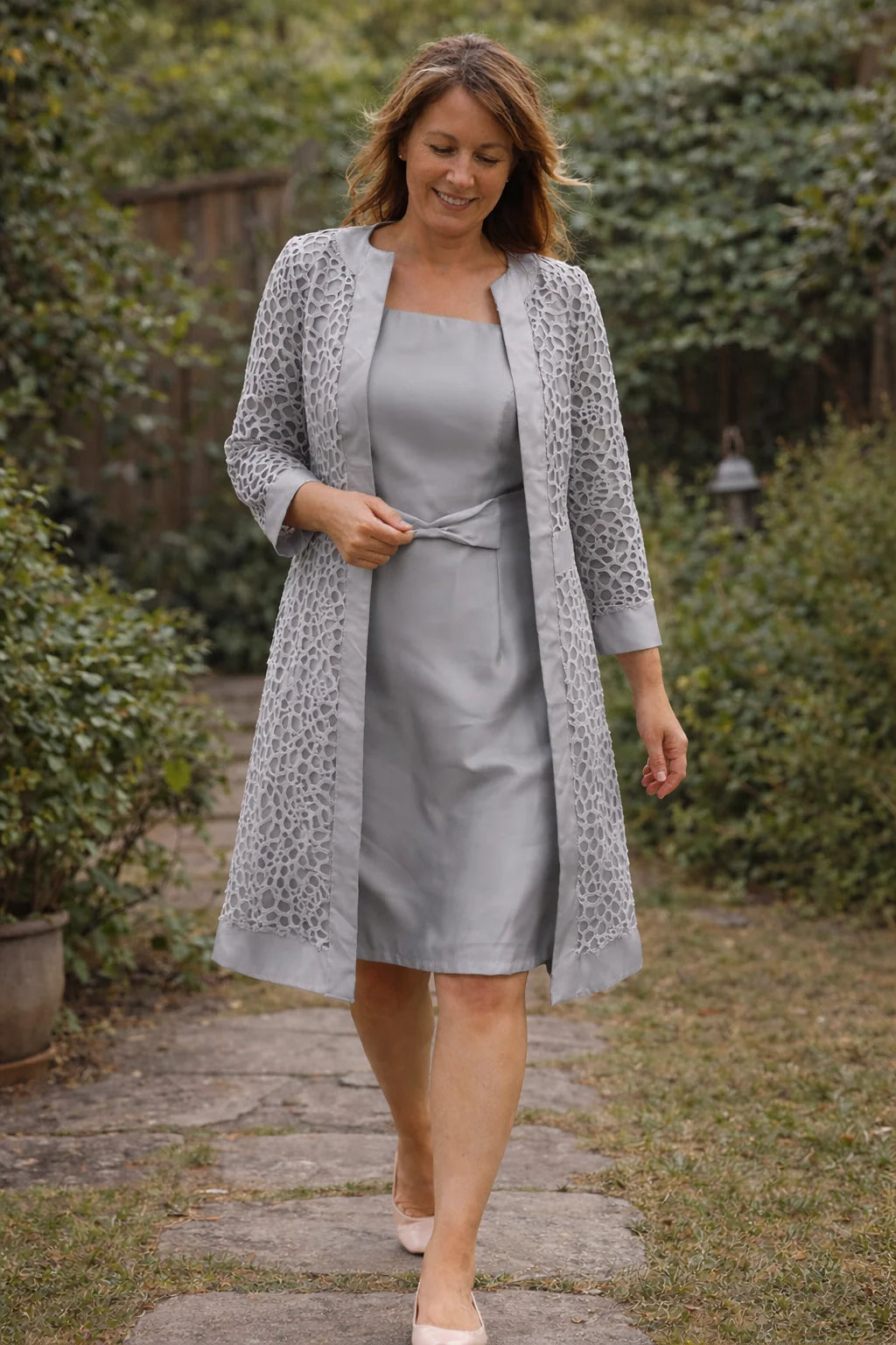 Ella | Women’s Square Neck Open Front Long Sleeve Two Piece Set
