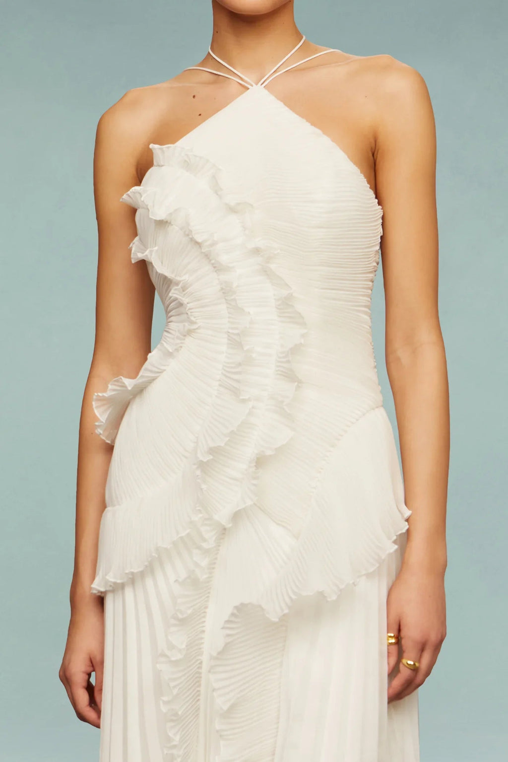 Ella | Women’s Ruffle Sleeveless Pleated Wedding Guest Dress
