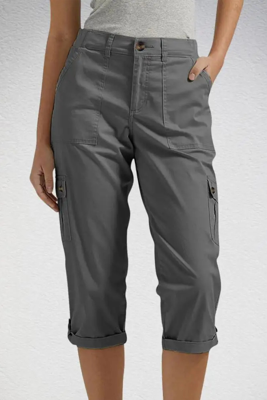 Ellery | Women's Rolled Cropped Button Pocket Cargo Pants