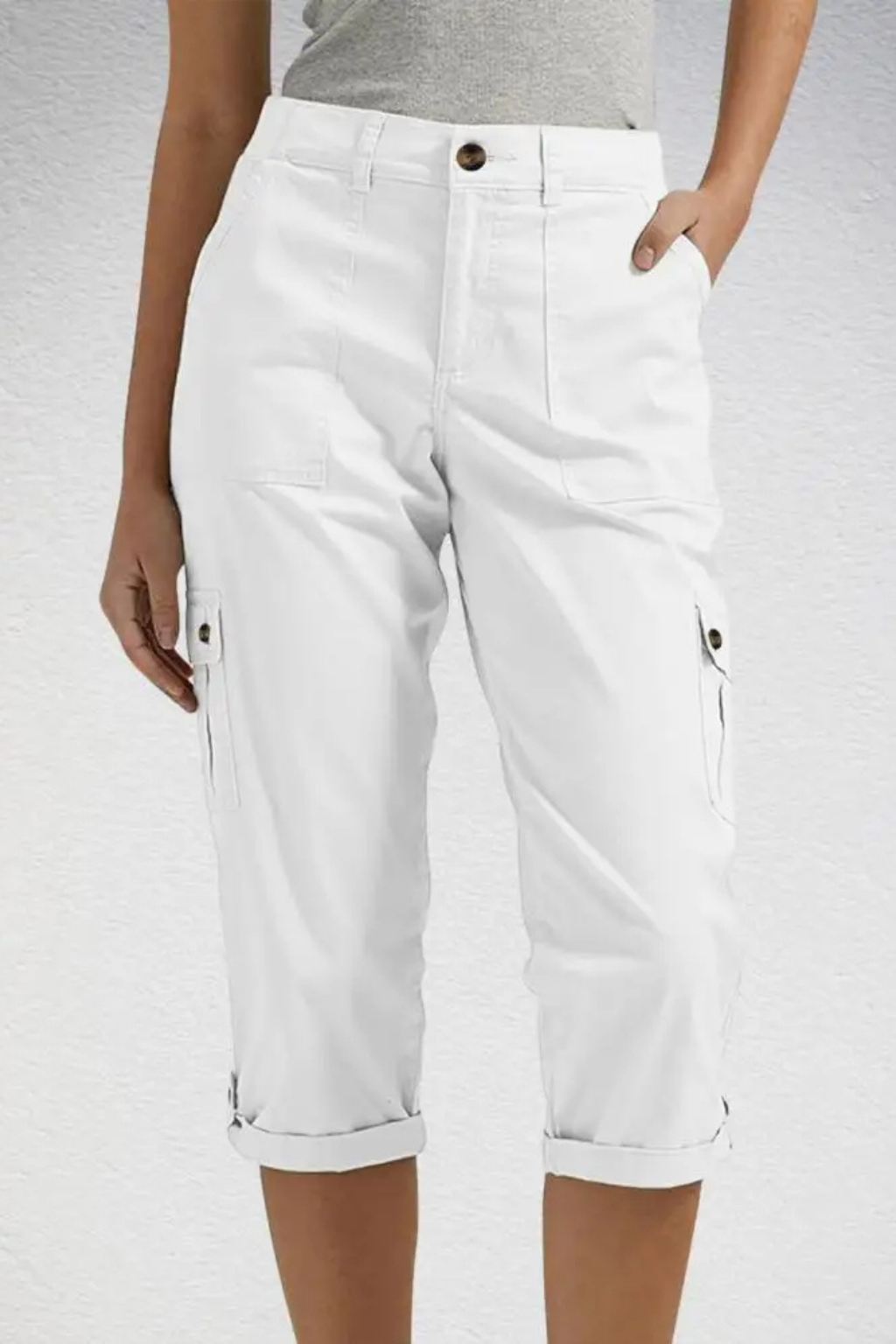 Ellery | Women's Rolled Cropped Button Pocket Cargo Pants