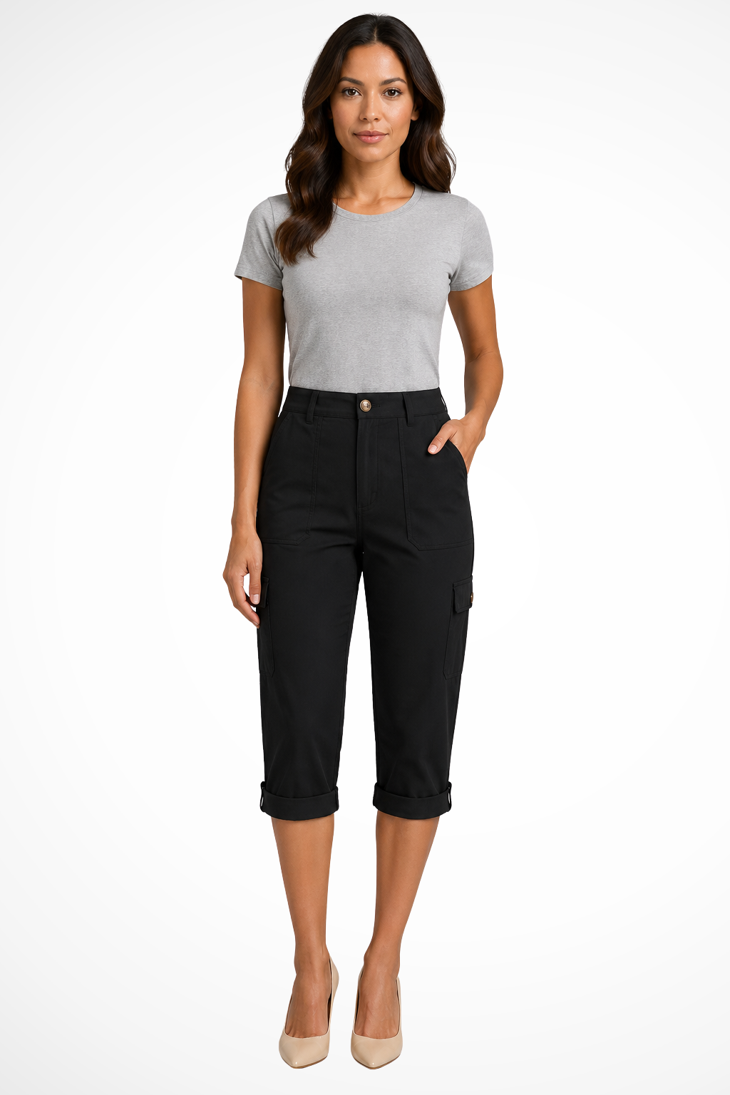 Ellery | Women's Rolled Cropped Button Pocket Cargo Pants