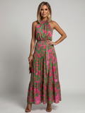 Elspeth | Women's Floral Halter Neck Sleevelesss Maxi Dress