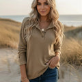 Women’s Ribbed Collared Button-Front Top