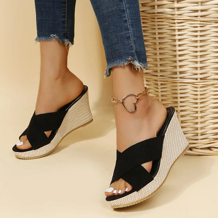 Emily | Women’s Criss-Cross Open Toe Platform Wedge Sandals