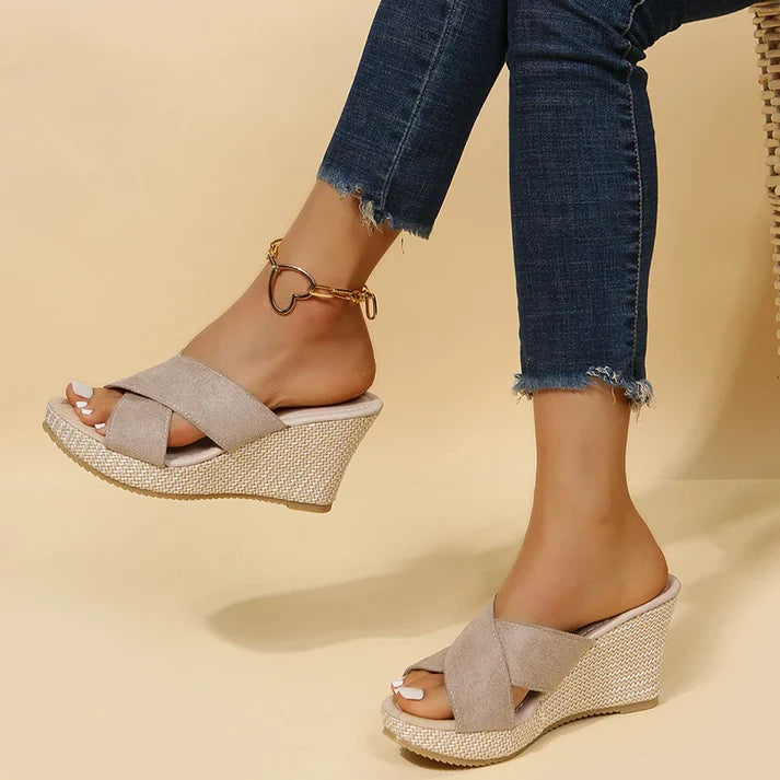 Emily | Women’s Criss-Cross Open Toe Platform Wedge Sandals