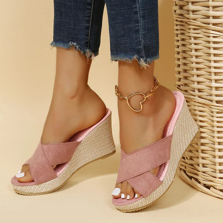 Emily | Women’s Criss-Cross Open Toe Platform Wedge Sandals