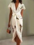 Emily | Women’s Short Sleeve V Neck Midi Dress