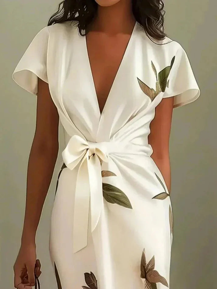 Emily | Women’s Short Sleeve V Neck Midi Dress