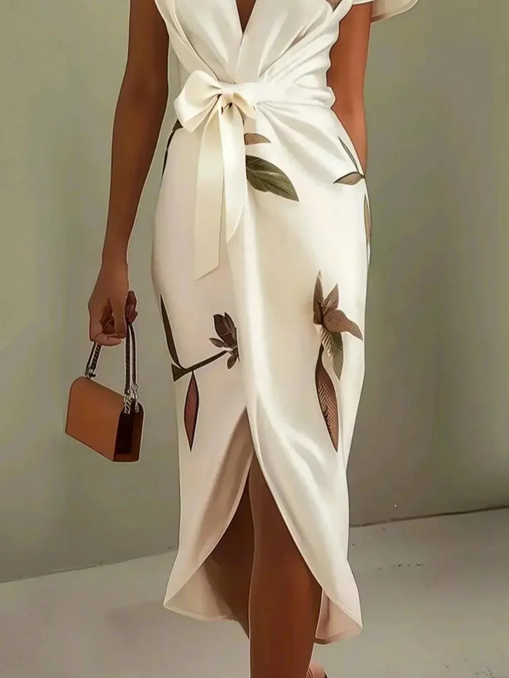 Emily | Women’s Short Sleeve V Neck Midi Dress