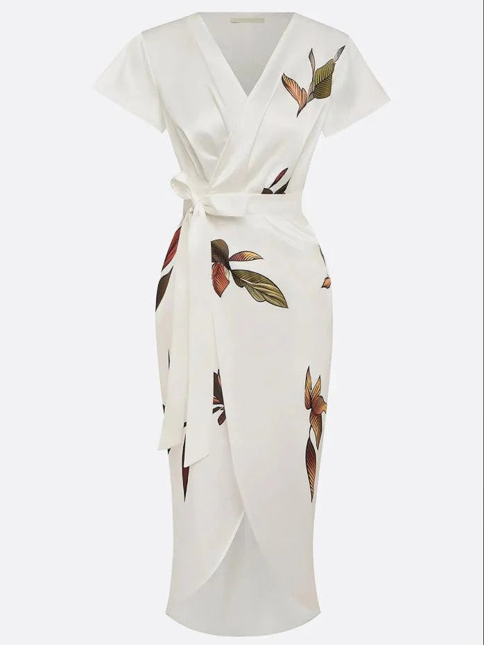 Emily | Women’s Short Sleeve V Neck Midi Dress