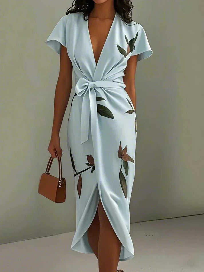 Emily | Women’s Short Sleeve V Neck Midi Dress