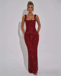 Emily | Women’s Square Neck Backless Glitter Grad Party Dress