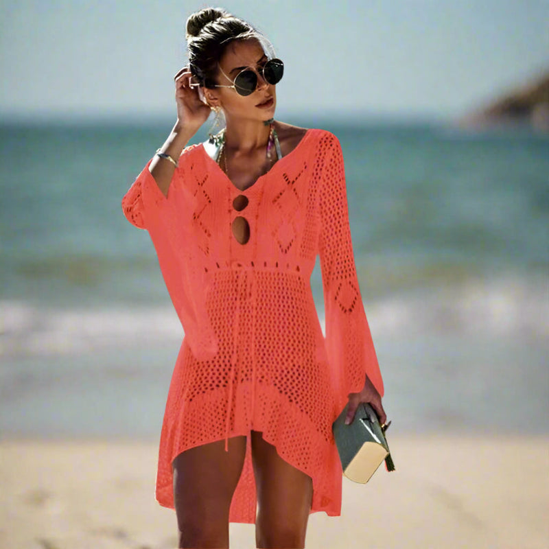 Emma | Women’s Long Bell Sleeves V-Neck Cover Up