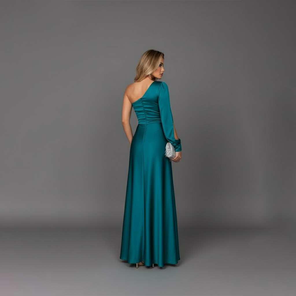 Emma | Women’s One Shoulder High Slit Wedding Guest Maxi Dress