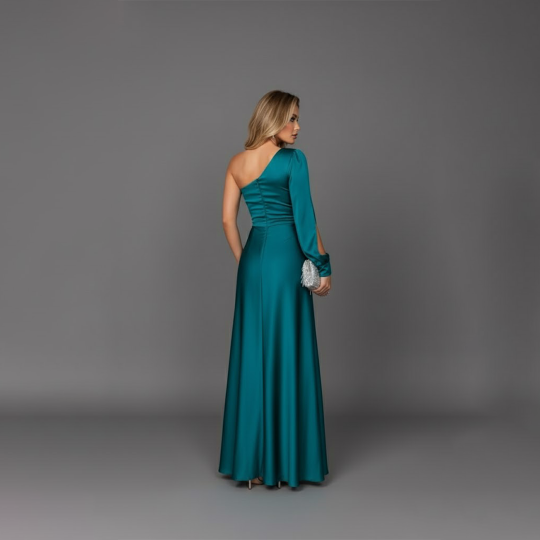 Emma | Women’s One Shoulder High Slit Wedding Guest Maxi Dress