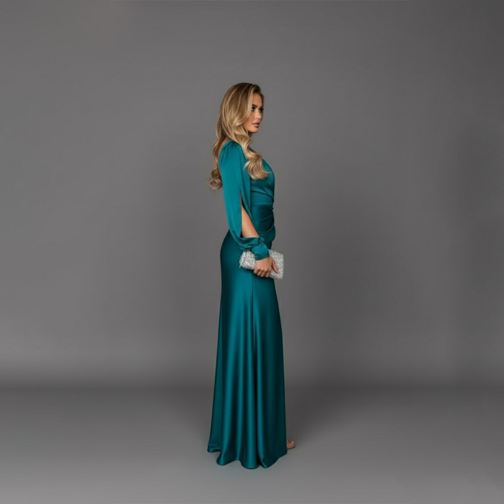 Emma | Women’s One Shoulder High Slit Wedding Guest Maxi Dress