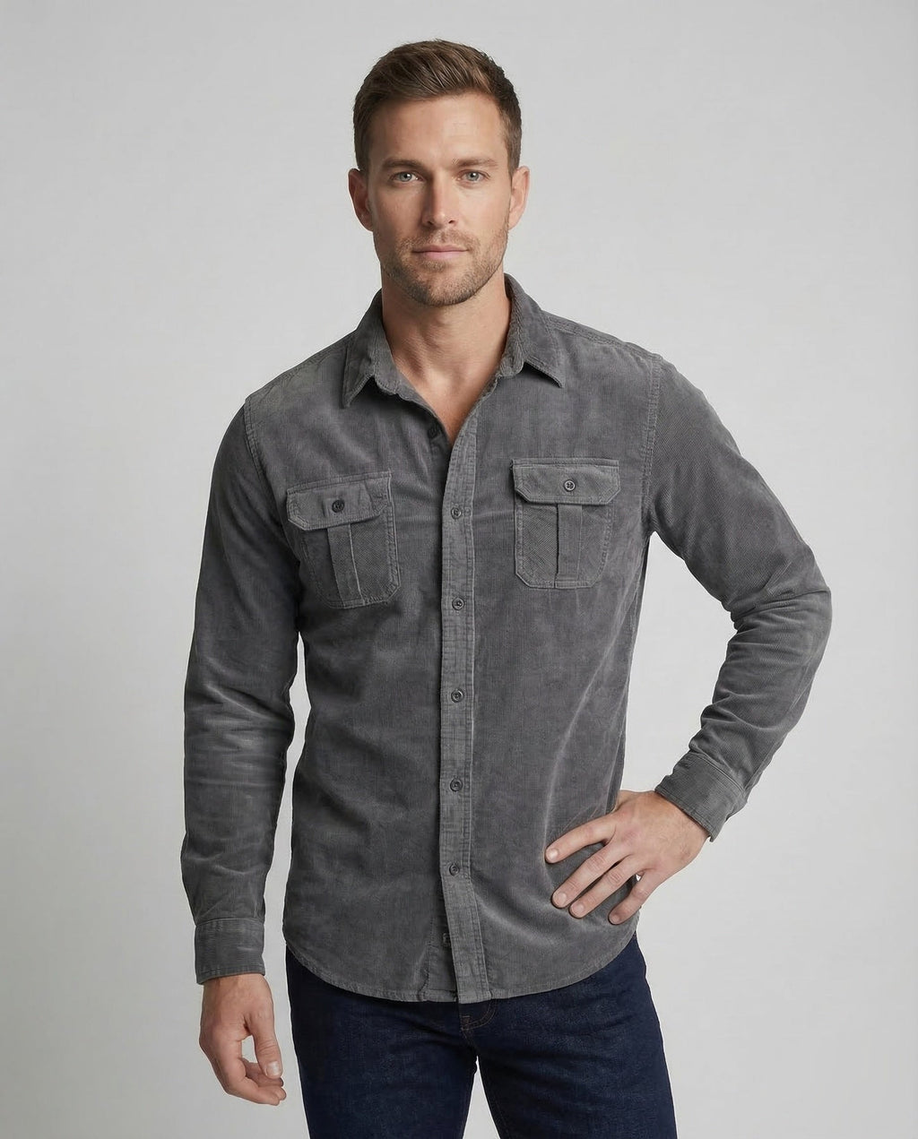 Emmett | Men's Fitted Collared Long Sleeve Dress Shirt