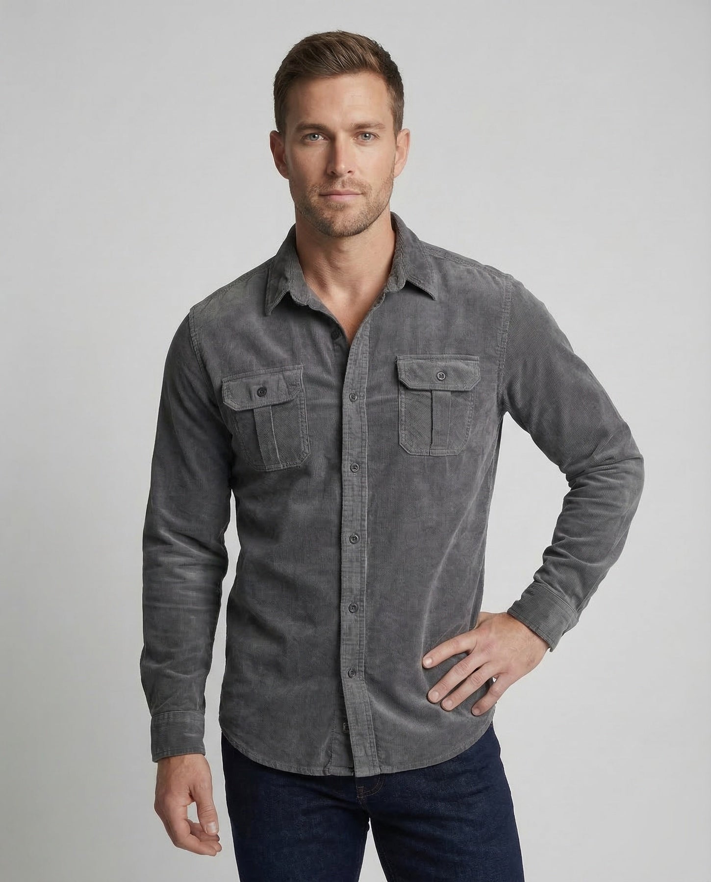 Emmett | Men's Fitted Collared Long Sleeve Dress Shirt