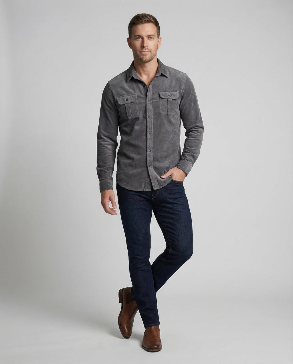 Emmett | Men's Fitted Collared Long Sleeve Dress Shirt