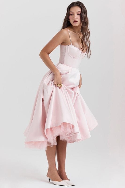 Emmy | Women’s Sleeveless Corset Flowy Midi Dress