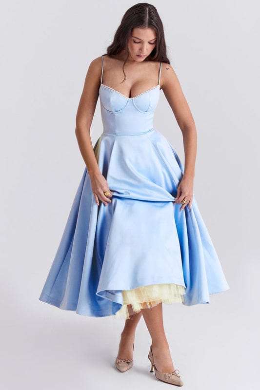 Emmy | Women’s Sleeveless Corset Flowy Midi Dress