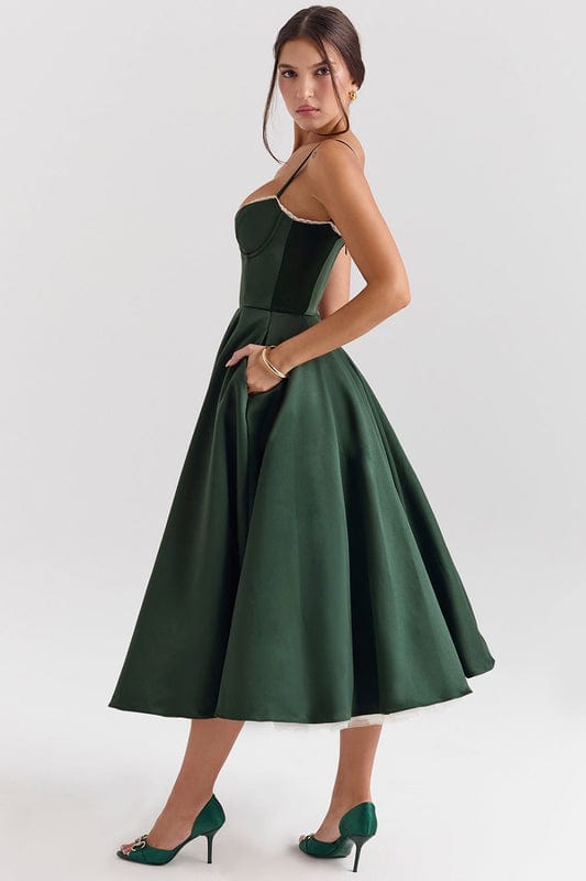 Emmy | Women’s Sleeveless Corset Flowy Midi Dress
