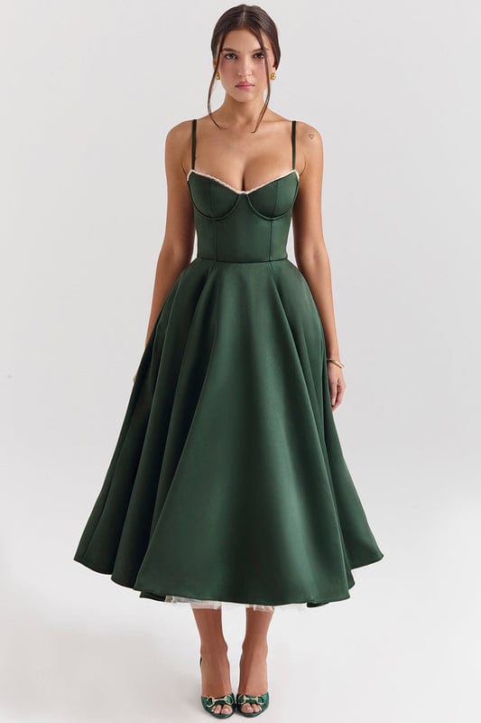 Emmy | Women’s Sleeveless Corset Flowy Midi Dress