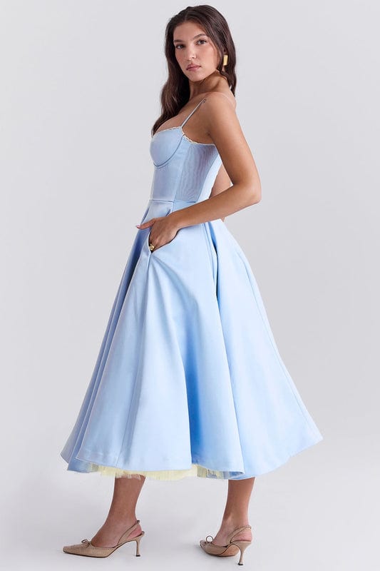 Emmy | Women’s Sleeveless Corset Flowy Midi Dress