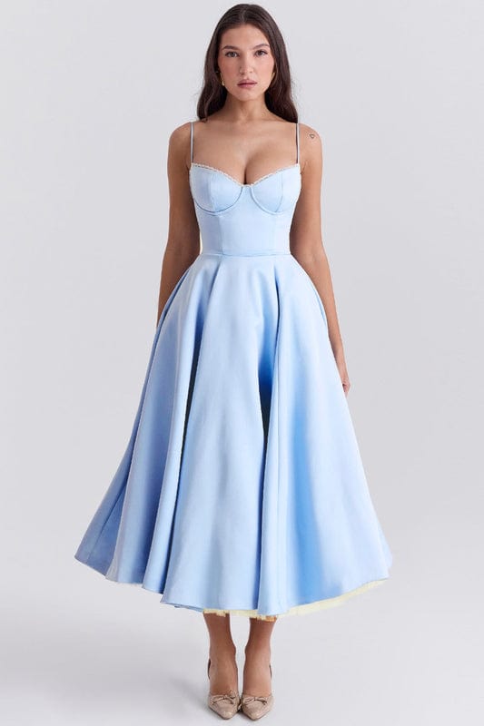 Emmy | Women’s Sleeveless Corset Flowy Midi Dress