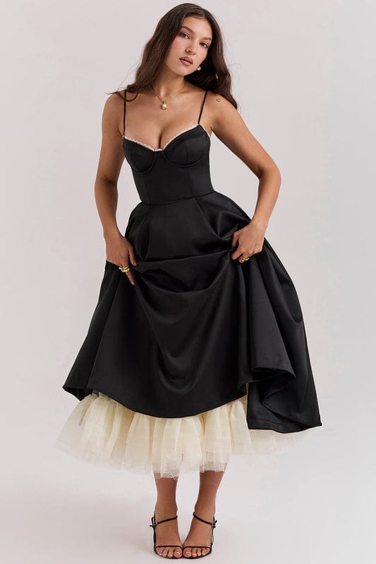 Emmy | Women’s Sleeveless Corset Flowy Midi Dress