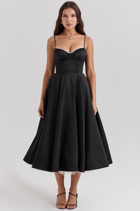 Emmy | Women’s Sleeveless Corset Flowy Midi Dress