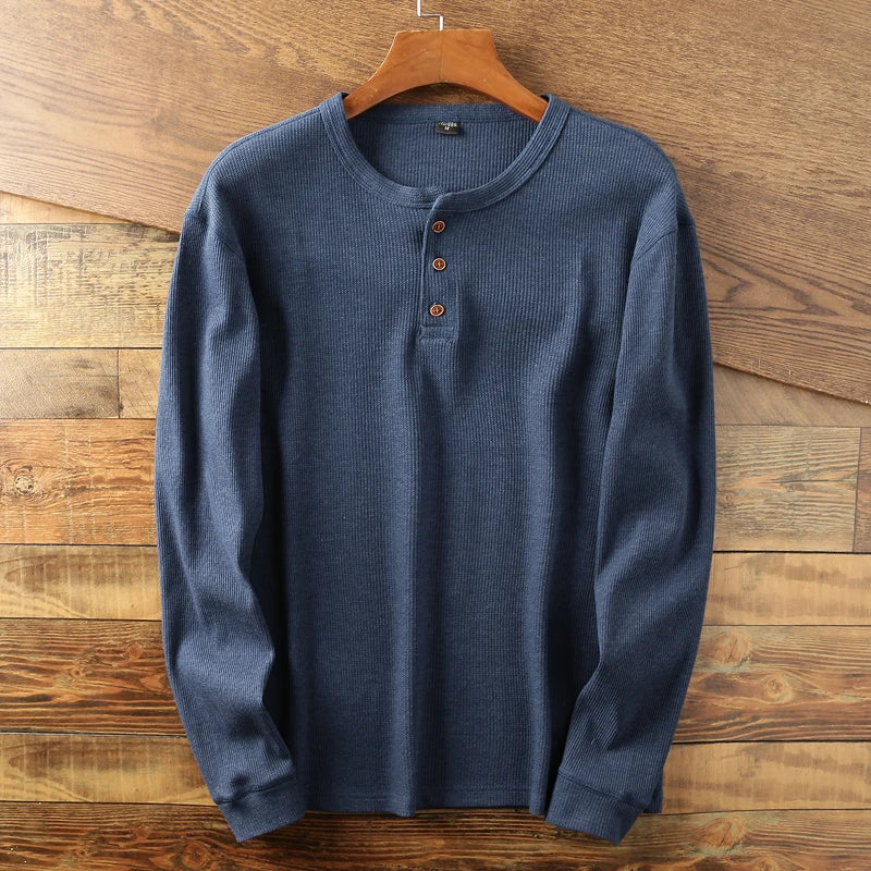 Enrique | Men’s Ribbed Button Front Long Sleeve Knit Shirt