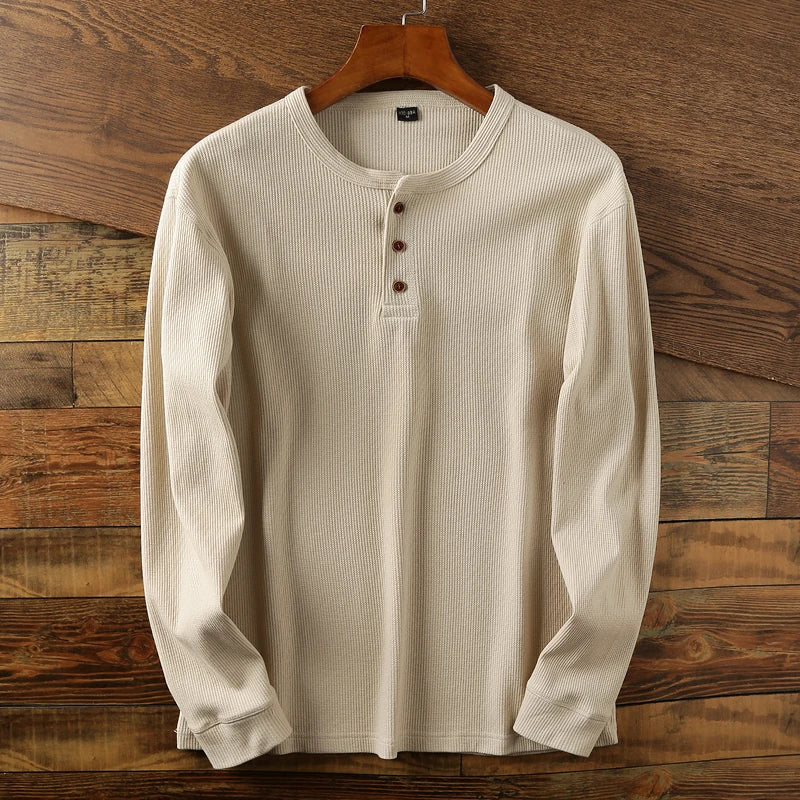 Enrique | Men’s Ribbed Button Front Long Sleeve Knit Shirt