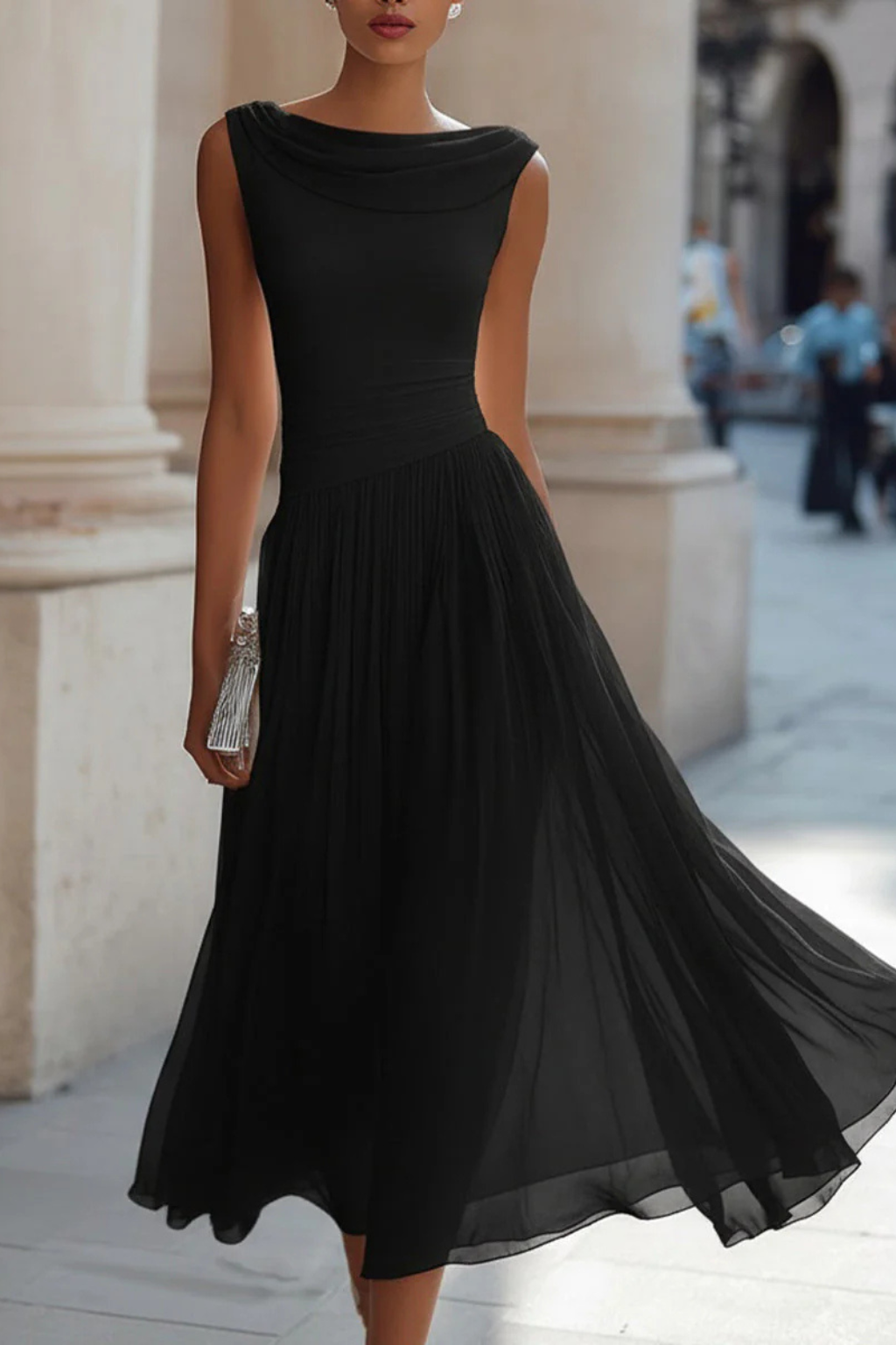 Catrina | Women’s Draped Sleeveless Guest Wedding Dress