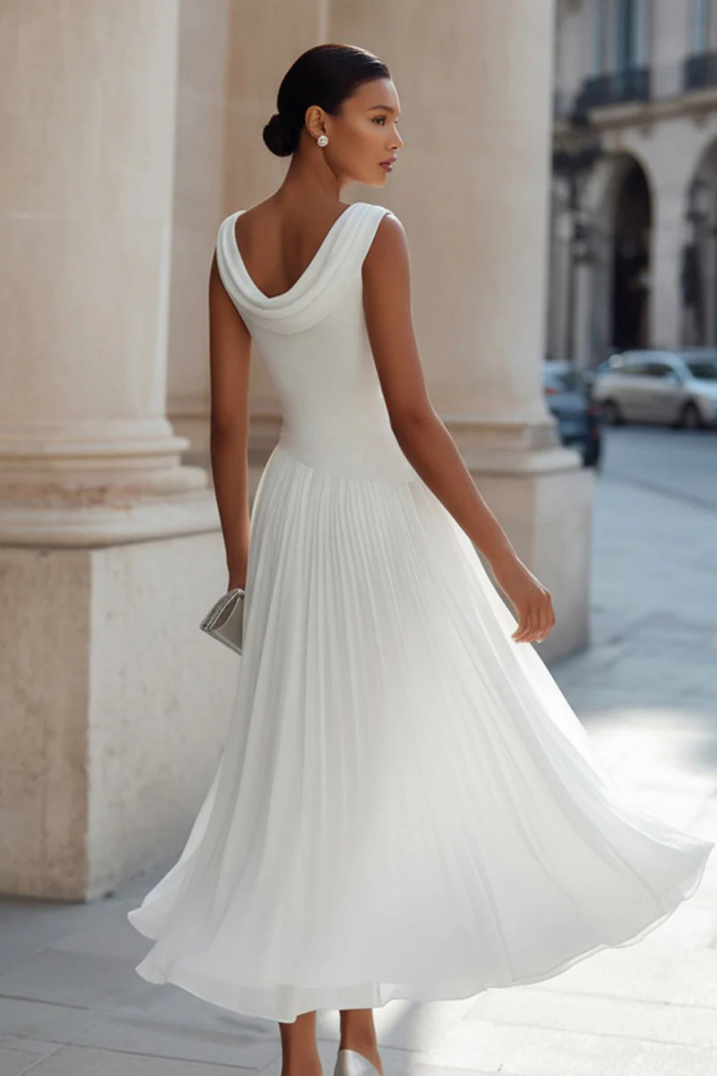 Catrina | Women’s Draped Sleeveless Guest Wedding Dress
