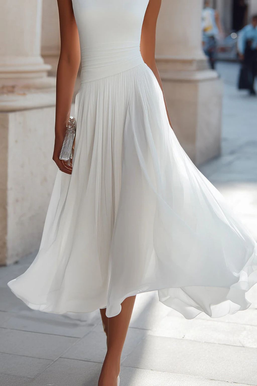 Catrina | Women’s Draped Sleeveless Guest Wedding Dress