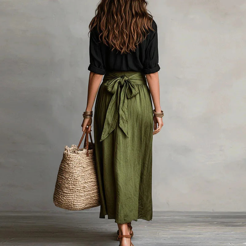 Estella | Women’s Waist Tie Button Front Two Piece Set