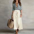 Estella | Women’s Waist Tie Button Front Two Piece Set