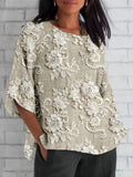 Evadne | Women’s Round Neck Short Sleeve Floral Summer Blouse