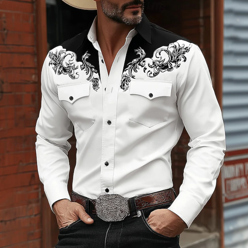 Evander | Men's Pockets Button Front Long Sleeve Dress Shirt