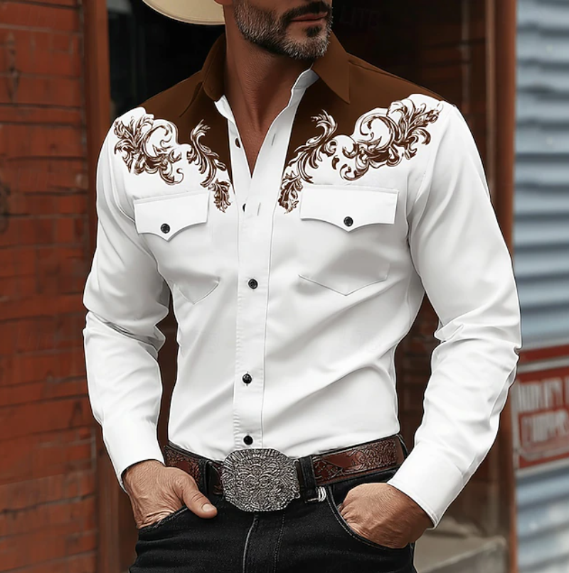 Evander | Men's Pockets Button Front Long Sleeve Dress Shirt