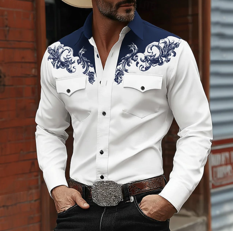 Evander | Men's Pockets Button Front Long Sleeve Dress Shirt