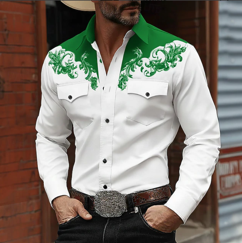 Evander | Men's Pockets Button Front Long Sleeve Dress Shirt