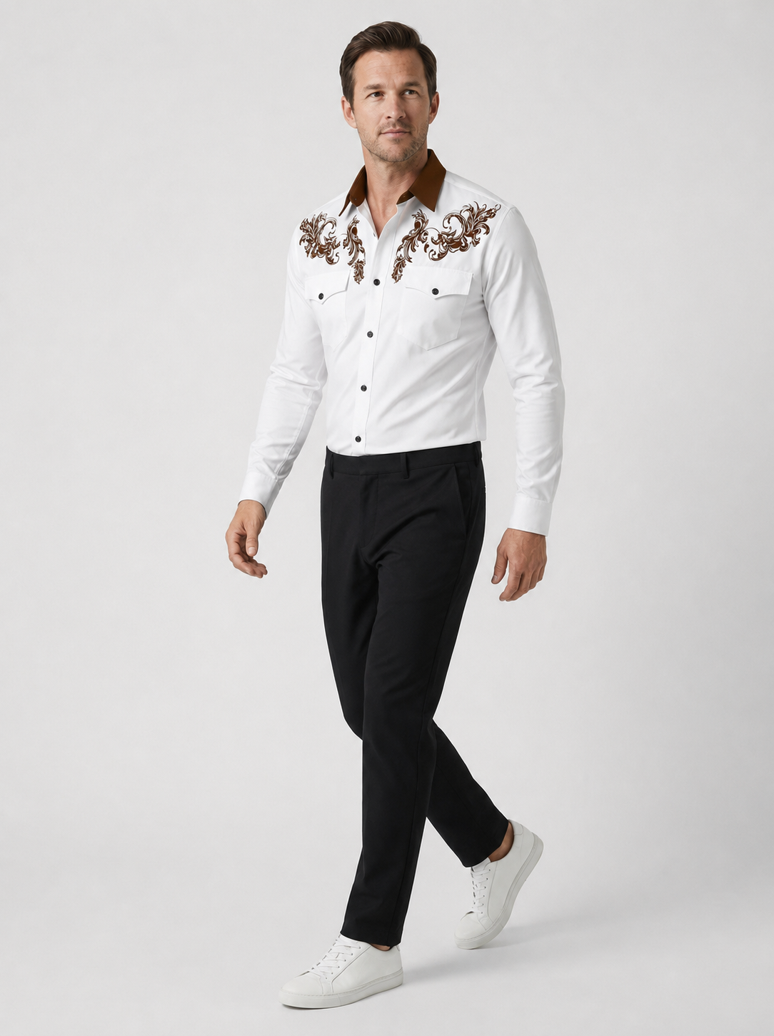 Evander | Men's Pockets Button Front Long Sleeve Dress Shirt