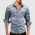 Everett | Men's Fitted Collared Button Front Denim Shirt