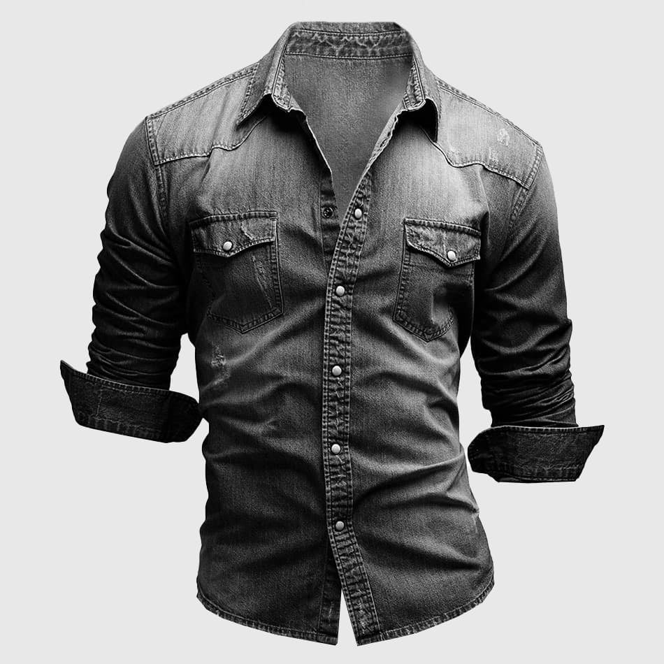 Everett | Men's Fitted Collared Button Front Denim Shirt